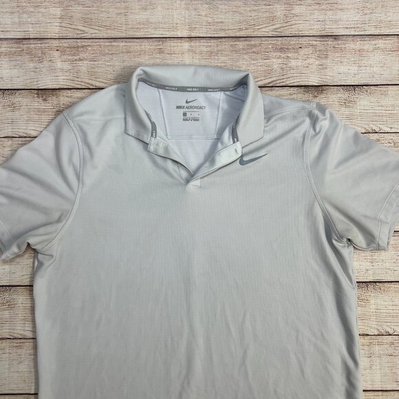 Nike AeroReact Golf Polo Shirt Mens Large grey Dri-FIT Performance Preowned - Picture 11 of 11